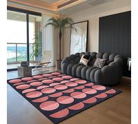 Chanxiang666 Grand Decoration Tapis 160x230cm Cercles géométriques, Roses et Noirs Ne Peluche Pas pour la Chambre à Coucher, la Salle de Jeux 160x230cm
