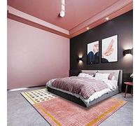 Chanxiang666 Moderne Tapis Salon 80x120cm Ne Peluche Pas pour la Chambre à Coucher, la Salle de jeuxluxueux avec Un Cadre doré à Pois Rose grisâtre.