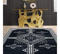 Chanxiang666 Moderne Tapis Salon 80x250cm Mosaïque géométrique Noire et Blanche Poils Courts, Bordure, Doux Lavable en Machine 80x250cm