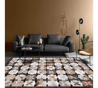 Chanxiang666 Tapis À Poils Ras Salon Moderne 160x230cm Ne Peluche Pas pour la Chambre à Coucher, la Salle de jeuxpatchwork géométrique à Motif marbré Jaune Noir Blanc