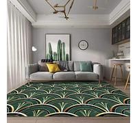 Chanxiang666 Tapis antidérapant 140x230cm Salon/Chambre à Coucher/Bureau/Table bassemotif géométrique Noir, Blanc et Vert