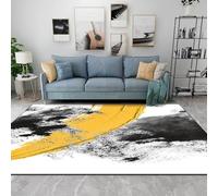 Chanxiang666 Tapis de décoration, 120x160cm Peinture à l'huile Abstraite en Noir et Jaune Descente de lit Chambre, paillasson Cuisine Salon Entree Interieur,