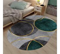 Chanxiang666 Tapis de décoration Ovale Design Moderne décoration d'intérieur Tapis Lavable antidérapant Chevet cheminée, Géométrie Circulaire Moderne Verte et Grise Ovale 160x280cm