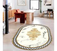 Chanxiang666 Tapis de décoration Ovale Design Moderne Moquette décoration d'intérieur Tapis Lavable antidérapant Chevet cheminée, Motif Platine de Luxe Ovale 200x250cm