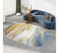 Chanxiang666 Tapis de décoration Ovale Design Moderne pour Cuisine Bureau Salon Protection du Sol, Couloir, Passage, Chambre, Le Hall, Cyan Multicolore Abstrait Moderne Ovale 180x200cm
