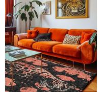 Chanxiang666 Tapis de Salon Chambre Design Moderne 140x180cm léopard Orange et Noir Ne Peluche Pas pour la Chambre à Coucher, la Salle de Jeux 140x180cm