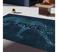 Chanxiang666 Tapis de Salon Chambre Design Moderne 140x180cm Police de caractères léopard, Silence, Bleu Ne Peluche Pas pour la Chambre à Coucher, la Salle de Jeux 140x180cm