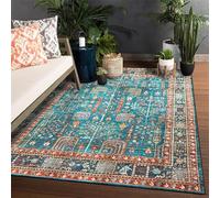 Chanxiang666 Tapis de Salon Chambre Design Moderne 140x180cm Style Ethnique rétro Bleu lac Ne Peluche Pas pour la Chambre à Coucher, la Salle de Jeux 140x180cm