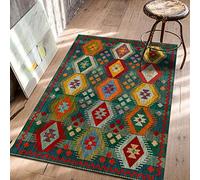 Chanxiang666 Tapis Design 70x140cm Salon/Chambre à Coucher/Bureau/Table bassepatchwork géométrique Rouge et Vert Style Ethnique Exotique