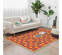 Chanxiang666 Tapis Moderne Antidérapant 100x160cm Grille géométrique en Forme de cœur Orange-Rouge Ne Peluche Pas pour la Chambre à Coucher, la Salle de Jeux 100x160cm