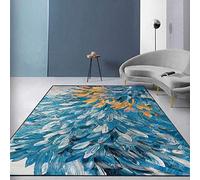 Chanxiang666 Tapis Rectangle 40x60cm Salon/Chambre à Coucher/Bureau/Table bassePeinture à l'huile Abstraite Bleue et Jaune représentant Une Plume