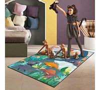 Chanxiang666 Tapis Salon Décoration intérieure 140x230cm Forêt de Dinosaures de Dessin animé Vert Salon/Chambre à Coucher/Bureau/Table Basse 140x230cm