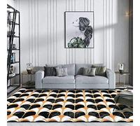 Chanxiang666 Tapis Salon Moderne 80x150cm Ne Peluche Pas pour la Chambre à Coucher, la Salle de jeuxmotif géométrique Noir, Blanc et Vert