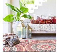 Chanxiang666 Tapis Salon Moderne Tapis antidérapant 70x140cm Rose à Motif Floral Ethnique Idéal pour Le Salon, la Chambre à Coucher, la Chambre d'enfant 70x140cm