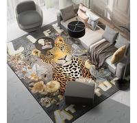 Chanxiang666 Tapis Style Moderne Tapis Design 120x160cm Fleur léopard Grise Idéal pour Le Salon, la Chambre à Coucher, la Chambre d'enfant 120x160cm