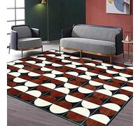Chanxiang666 Tapis Style Moderne Tapis Design 120x160cm Géométrie Circulaire Moderne Marron et Blanche Idéal pour Le Salon, la Chambre à Coucher, la Chambre d'enfant 120x160cm