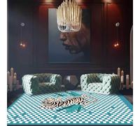 Chanxiang666 Tapis Style Moderne Tapis Design 120x160cm Tigre carré géométrique Bleu et Blanc Idéal pour Le Salon, la Chambre à Coucher, la Chambre d'enfant 120x160cm