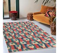 Chanxiang666 Tapis Style Moderne Tapis Poils Ras 80x120cm Formes géométriques abstraites Modernes Orange-Rouge et Bleues Salon/Chambre à Coucher/Bureau/Table Basse 80x120cm