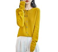 Chanyarn 100% Laine Mérinos Cardigan Femmes Gilet Tricot en Printemps Automne Manche Longues Col Rond(Maple Leaf,XL)