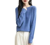 Chanyarn Femme 100% Lain Merino Col Rond Pull 2024 Décontracté Manches Longues sans Couture Pull en Tricot (Star Blue,S)