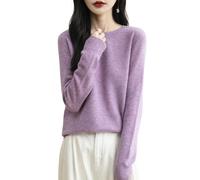Chanyarn Femme 100% Lain Merino Col Rond Pull 2025 Décontracté Manches Longues sans Couture Pull en Tricot (Purple,XL)