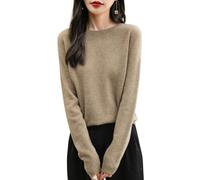 Chanyarn Femme 100% Lain Merino Col Rond Pull 2025 Décontracté Manches Longues sans Couture Pull en Tricot (Tan,XXL)