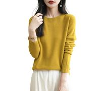 Chanyarn Femme 100% Lain Merino Col Rond Pull 2025 Décontracté Manches Longues sans Couture Pull en Tricot (Maple Leaf,XL)