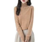 Chanyarn Femme 100% Lain Merino Col Roulé Pull Première Ligne Prêt à Porter Manches Longues sans Couture Tricot Pull (Khaki,XL)