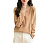 Chanyarn Femme 100% Lain Merino Pull 2025 Automne Hiver Chaud Col Montant Manches Longues sans Couture Tricoté Pull (Khaki,M)