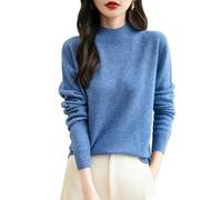 Chanyarn Femme 100% Lain Merino Pull 2025 Automne Hiver Chaud Col Montant Manches Longues sans Couture Tricoté Pull (Star Blue,S)