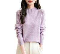 Chanyarn Femme 100% Lain Merino Pull 2025 Automne Hiver Chaud Col Montant Manches Longues sans Couture Tricoté Pull (Light Purple,M)