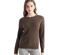 Chanyarn Maglione da Donna 100% Cashmere 2025 Autunno Inverno Girocollo Manica Lunga Morbido Pullover lavorato a Maglia(Brown17065,S)
