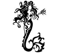 CHANYI 11.5X17.9Cm Voiture Autocollant Tribal Sirène Fantasy Ocean Girl Poisson Voiture Camion Fenêtre Vinyle Sticker Noir/Argent