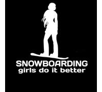 CHANYI 15.2Cmx15.2Cm Snowboarding Girls Do It Better Chick Snowboarder Girl Car Snow Car Stickers Decoration Balck Sliver Moto Vélo Tricycle Réfrigérateur Toilette