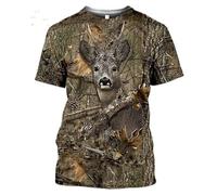 CHANYI Hommes 3D imprimé T-Shirts Cerf Lièvre Chasse Camoufalge T Shirt Hommes 3D Camo Sanglier Lapin Chasseur Impression T-Shirt Femmes Vêtements Drôle Enfants À Manches Courtes
