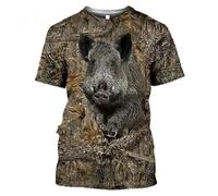 CHANYI Hommes 3D imprimé T-Shirts Cerf Lièvre Chasse Camoufalge T Shirt Hommes 3D Camo Sanglier Lapin Chasseur Impression T-Shirt Femmes Vêtements Drôle Enfants À Manches Courtes