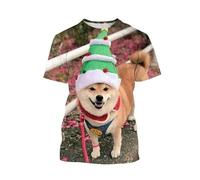 CHANYI Hommes 3D imprimé T-Shirts Drôle Shiba Inu 3D Imprimé Chien Graphique T-Shirt pour Hommes Vêtements Casual Streetwear Pop Unisexe Harajuku Femmes Tops T-Shirts