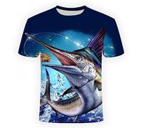 CHANYI Hommes 3D Imprimé T-Shirts Mode d'été Motif de pêche Hommes T-Shirts décontracté Impression 3D T-Shirts col Rond Hauts à Manches Courtes