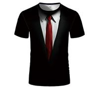 CHANYI Hommes 3D imprimé T-Shirts Noeud Papillon 3D T-Shirts Été Hommes T-Shirt Smoking Rétro Cravate Costume Impression 3D T-Shirt Décontracté À Manches Courtes Streetwear Drôle Faux Costum