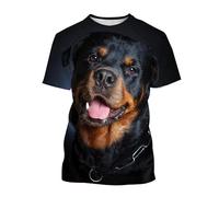 CHANYI Hommes 3D imprimé T-Shirts Rottweiler 3D Printed T-Shirt Men's and Women's Fashion T-Shirt Summer Casual Short-Sleeved Round Neck Pet Dog Shirt Top XXS~6XL