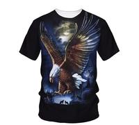 CHANYI Hommes 3D imprimé T-Shirts T-Shirt À Manches Courtes pour Hommes, Col Rond, Confortable, Imprimé en 3D, Motif d'aigle Féroce, À La Mode, Unisexe, Vêtements D'Été, Tops Streetwear