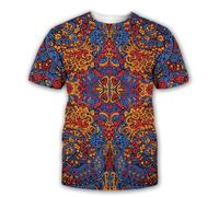 CHANYI Hommes 3D imprimé T-Shirts T-Shirt D'Été À Manches Courtes pour Hommes, Style Ethnique, Symboles Mystérieux, Mode Psychédélique, Imprimé en 3D, Neutre, Vêtements De Rue