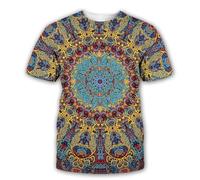 CHANYI Hommes 3D imprimé T-Shirts T-Shirt D'Été À Manches Courtes pour Hommes, Style Ethnique, Symboles Mystérieux, Mode Psychédélique, Imprimé en 3D, Neutre, Vêtements De Rue