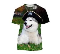 CHANYI Hommes 3D imprimé T-Shirts T-Shirt Manches Courtes Homme Et Femme, Estival Et Décontracté, Extensible, À La Mode, avec Chien Husky Imprimé en 3D, avec des Animaux
