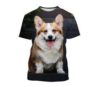 CHANYI Hommes 3D imprimé T-Shirts Welsh Corgi Chien Imprimé 3D T-Shirt pour Hommes Mignon Chiot Animal T-Shirts À Manches Courtes Harajuku Streetwear Tops T-Shirt Vêtements