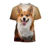 CHANYI Hommes 3D imprimé T-Shirts Welsh Corgi Chien Imprimé 3D T-Shirt pour Hommes Mignon Chiot Animal T-Shirts À Manches Courtes Harajuku Streetwear Tops T-Shirt Vêtements