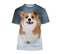 CHANYI Hommes 3D imprimé T-Shirts Welsh Corgi Chien Imprimé 3D T-Shirt pour Hommes Mignon Chiot Animal T-Shirts À Manches Courtes Harajuku Streetwear Tops T-Shirt Vêtements
