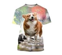 CHANYI Hommes 3D imprimé T-Shirts Welsh Corgi Chien Imprimé 3D T-Shirt pour Hommes Mignon Chiot Animal T-Shirts À Manches Courtes Harajuku Streetwear Tops T-Shirt Vêtements