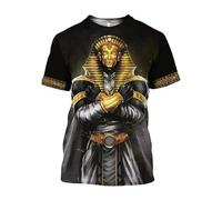 CHANYI T-shirt imprimé 3D pour homme - T-shirt imprimé en 3D de l'Égypte ancienne - T-shirt pour homme et femme - Motif pharaon - T-shirt d'été Harajuku à col rond - Manches courtes, Ysy011008, 5XL
