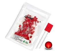 CHANZON 100 pcs 2x5x7 Rouge Diffusé LED Diode Lumières (Couleur Rouge Lentille Carré DC 2V 20mA) Ampoule Lampes Composants Électroniques Indicateur Diodes Émettrices De Lumière